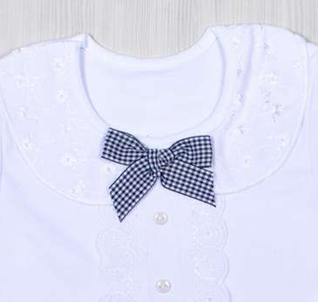 Блуза «ОРНЕЛЛА» интерлок с черным бантиком, Белый, 30, 5-6 лет, 110-116см