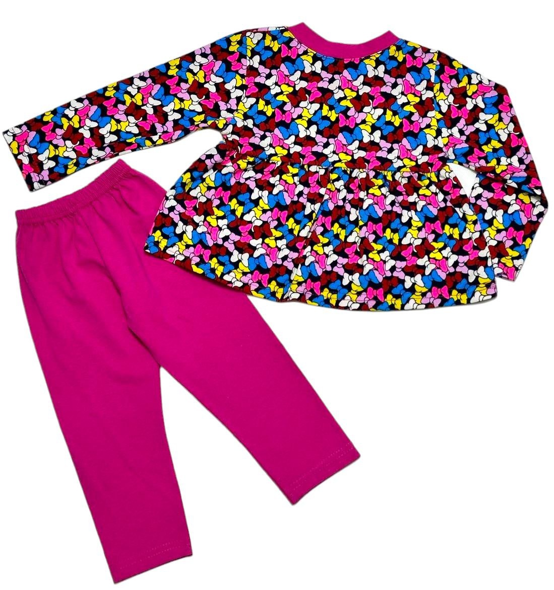Комплект "МАША" фуликра с изображением разноцветных бантиков, Розовый, 30, 5-6 лет, 110-116см