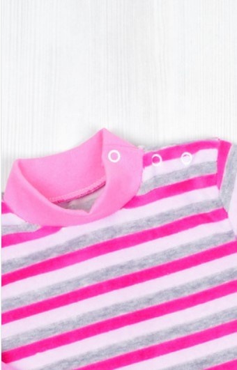 Детские трикотажные водолазки и гольфы для девочек. Гольф на кнопке цветной велюр розового цвета. ТМ «Пташка Украина»