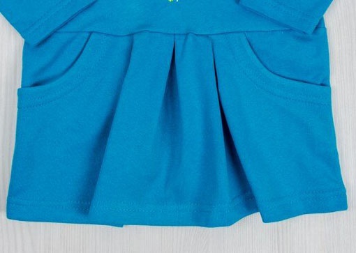 Дитячі трикотажні сукні для дівчинку. Сукня «САМАНТА» футер синього кольору. ТМ «Пташка Украина»