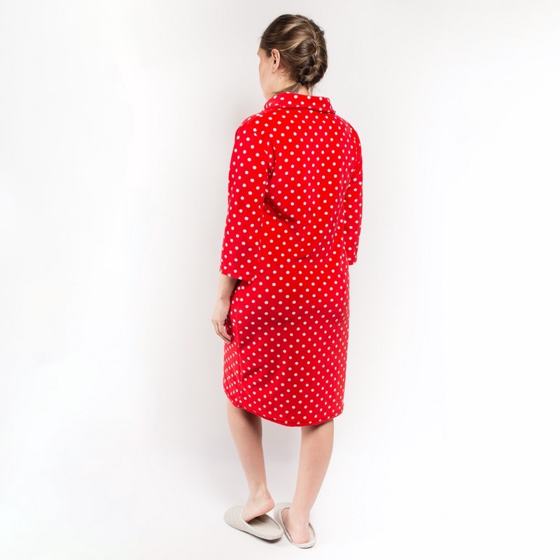 Жіночі теплі махрові халати. Жіночий халат «ГАЛЯ» велюр червоного кольору. ТМ «Пташка Украина»