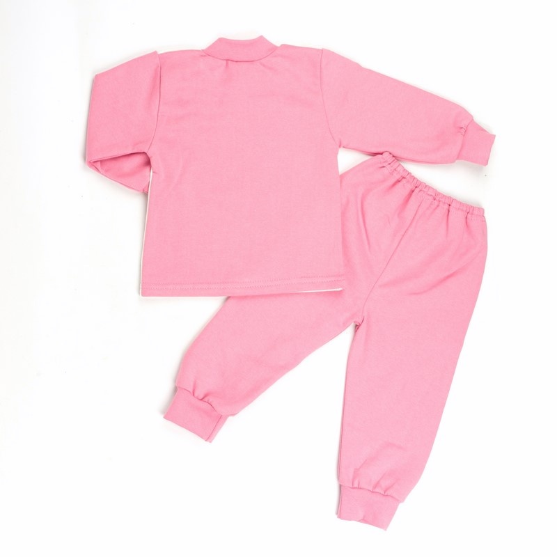 Пижама на манжете однотонный начес темно-розового цвета, Тёмно-розовый, 26, 2 года, 92см