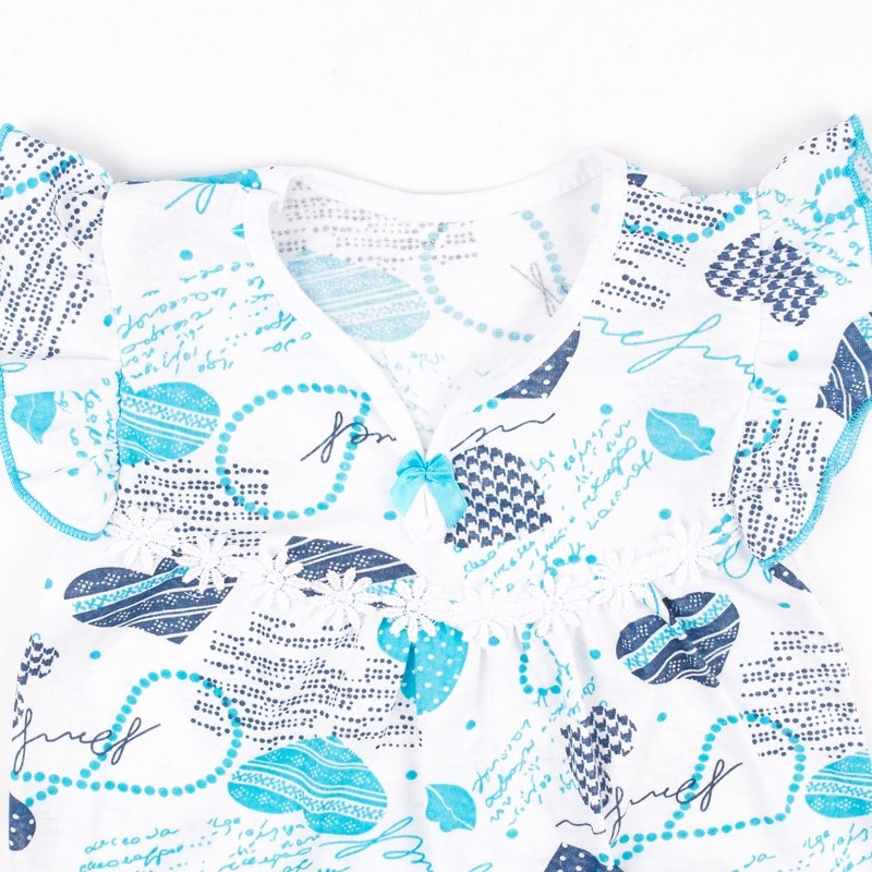 Трикотажна нічна сорочка для дівчинки «ВИШЕНЬКА» блакитного кольору, Блакитний, 28, 3-4 роки, 98-104см