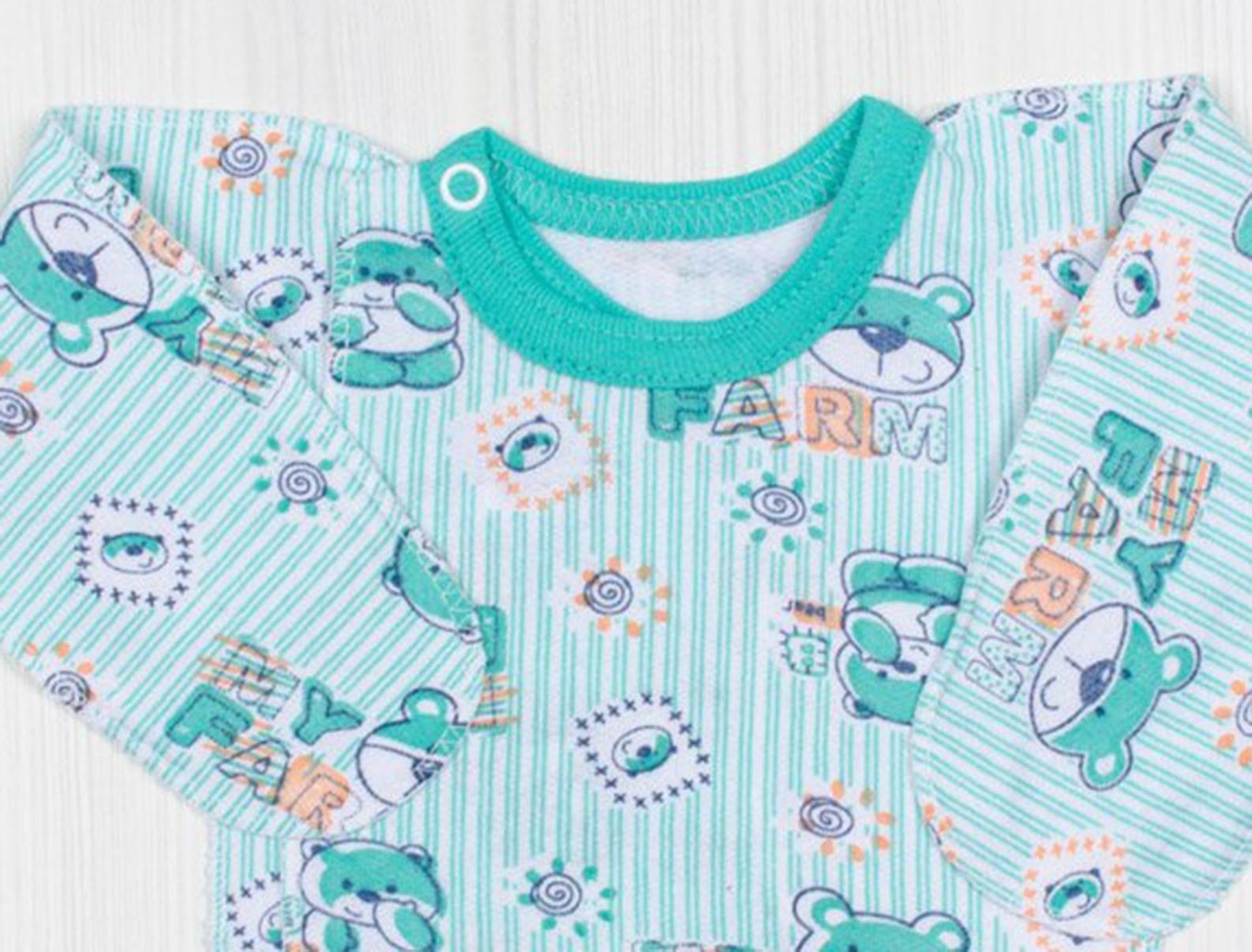 Сорочечка для новонародженого «НЕЦАРАПКА» футер бірюзового кольору, Бірюзовий, 22, 3-6 місяці, 62-68см