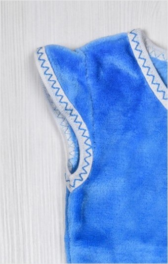 Жилет «Альбина» синего цвета рваная махра, Синий, 26, 2 года, 92см