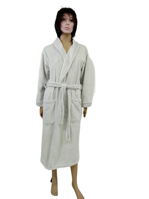 Жіночі теплі махрові халати. Махровий жіночий халат "ПАУЛА" сірого кольору. ТМ «Пташка Украина»