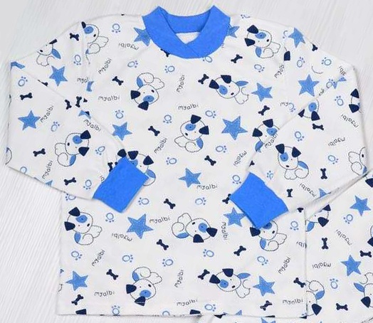 Детские трикотажные пижамы для мальчика. Пижама «СОВУШКА» начес синего цвета. ТМ «Пташка Украина»