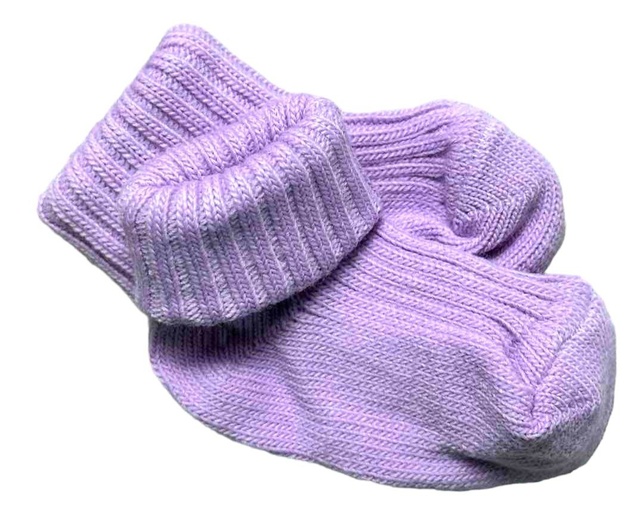 Шкарпетки тонкі бузкового кольору, Бузковий, 0-1 місяць, 56см