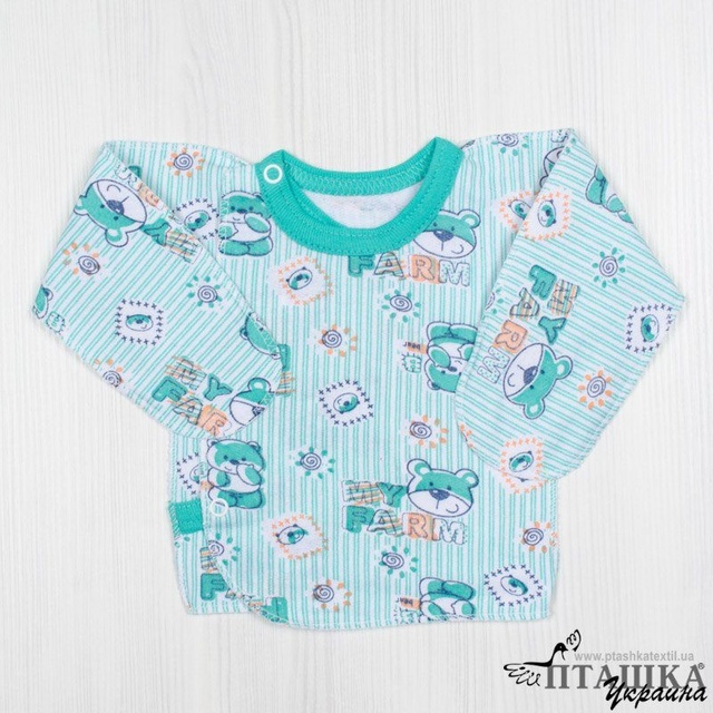 Сорочечка для новонародженого «НЕЦАРАПКА» футер бірюзового кольору, Бірюзовий, 22, 3-6 міс, 62-68см