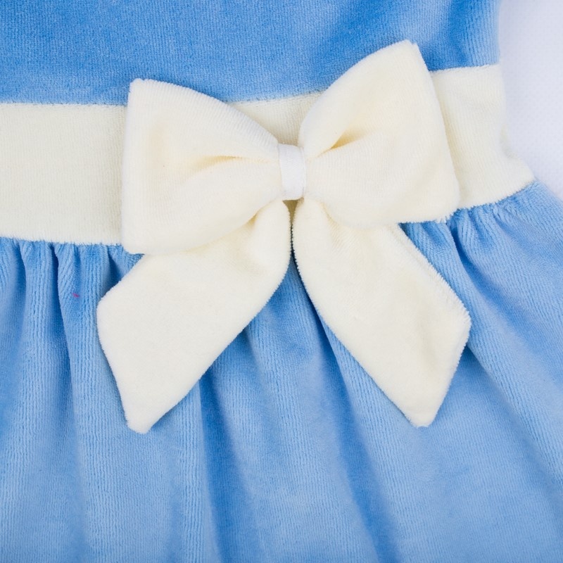 Дитячі трикотажні сукні для дівчинку. Сукня «БАНТ» велюр блакитного кольору. ТМ «Пташка Украина»