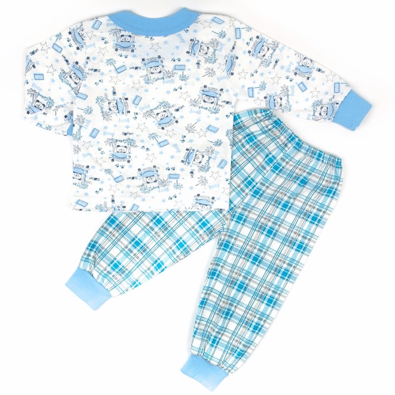 Детские трикотажные пижамы для мальчика. Детская трикотажная пижама на манжете кулир голубого цвета. ТМ «Пташка Украина»