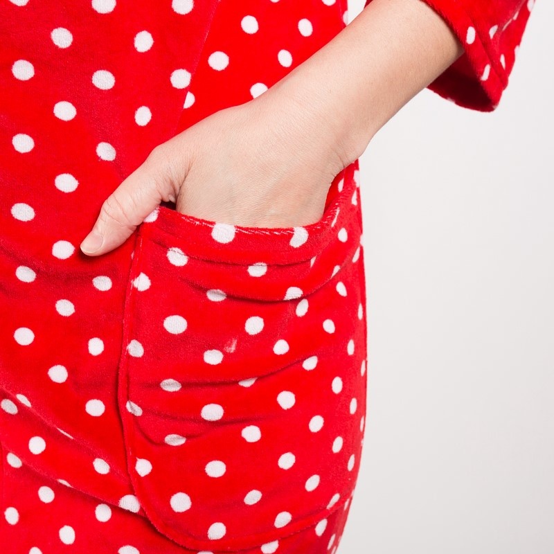 Жіночі теплі махрові халати. Жіночий халат «ГАЛЯ» велюр червоного кольору. ТМ «Пташка Украина»