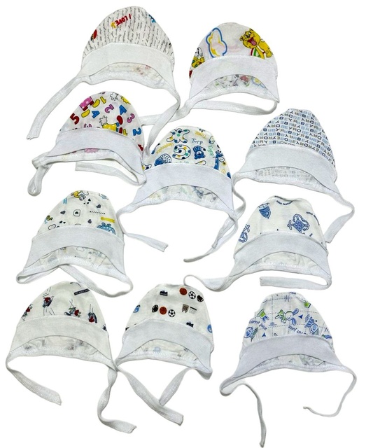 Трикотажні шапочки для новонароджених малюків. Чепчик «МІКС» кулір упаковка 10 штук для хлопчика. ТМ «Пташка Украина»