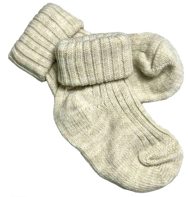 Шкарпетки тонкі бежевого кольору, Бежевий, 0-1 місяць, 56см
