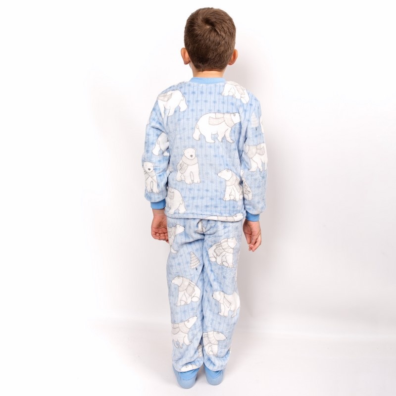 Детские трикотажные пижамы для мальчика. Пижама трикотажная для мальчика махра рваная голубого цвета. ТМ «Пташка Украина»