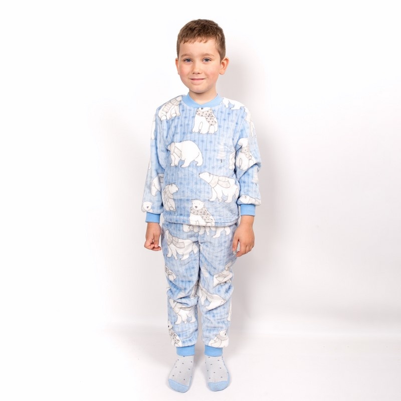 Детские трикотажные пижамы для мальчика. Пижама трикотажная для мальчика махра рваная голубого цвета. ТМ «Пташка Украина»