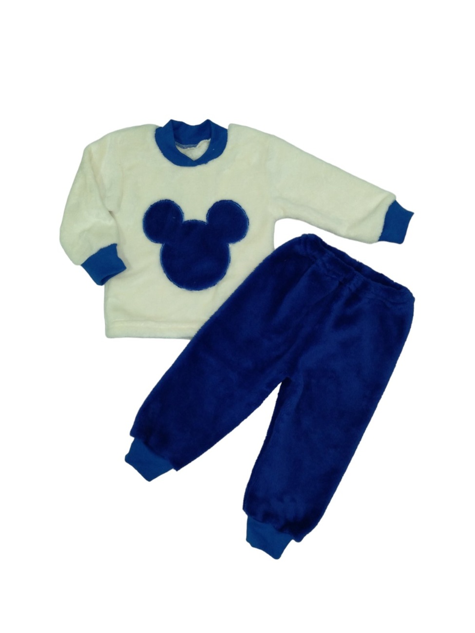 Дитячі трикотажні піжами для хлопчика. Піжама комбінована рвана махра синього кольору. ТМ «Пташка Украина»