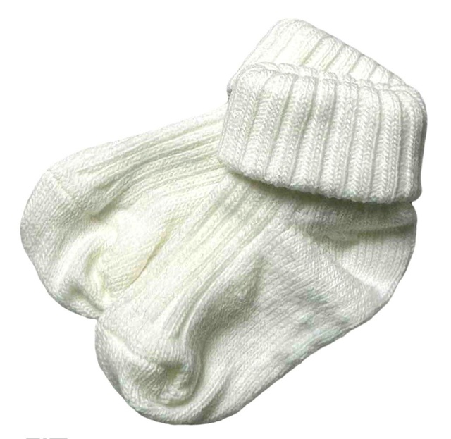 Шкарпетки тонкі молочного кольору, Молочний, 0-1 місяць, 56см