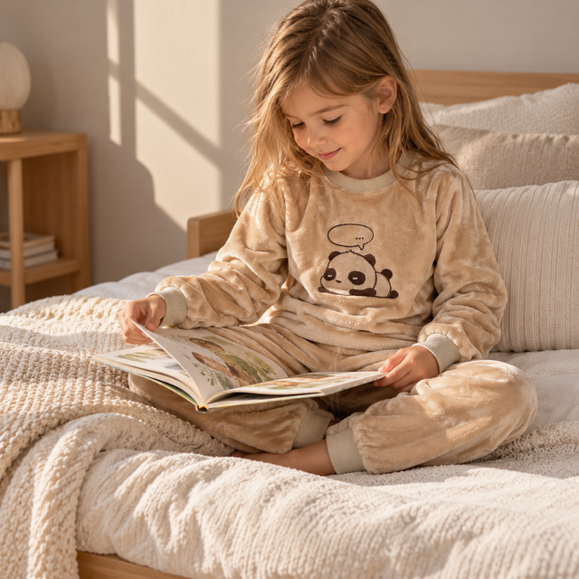 Піжама з вишивкою дитяча бежевого кольору, Бежевий, 7-8 років, 128см