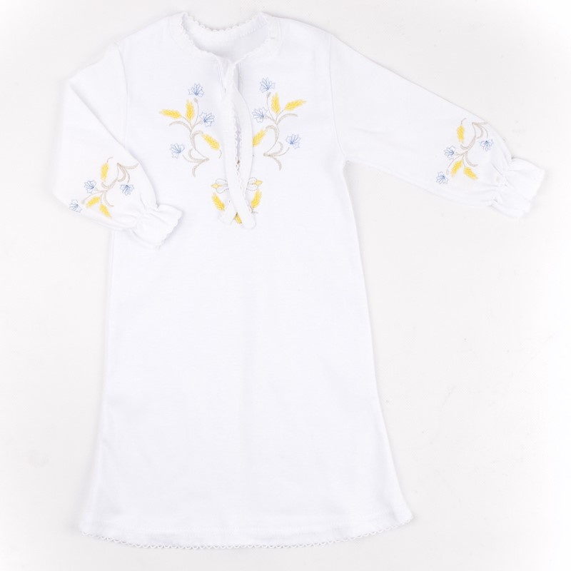 Сорочка хрестильна інтерлок білого кольору, 24, 6-9 місяців, 68-74см