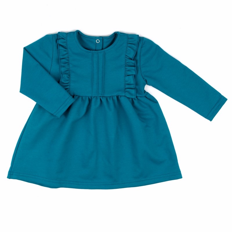 Детские трикотажные платья на девочку. Платье «КЕНДИ» двухнитка изумрудного цвета. ТМ «Пташка Украина»