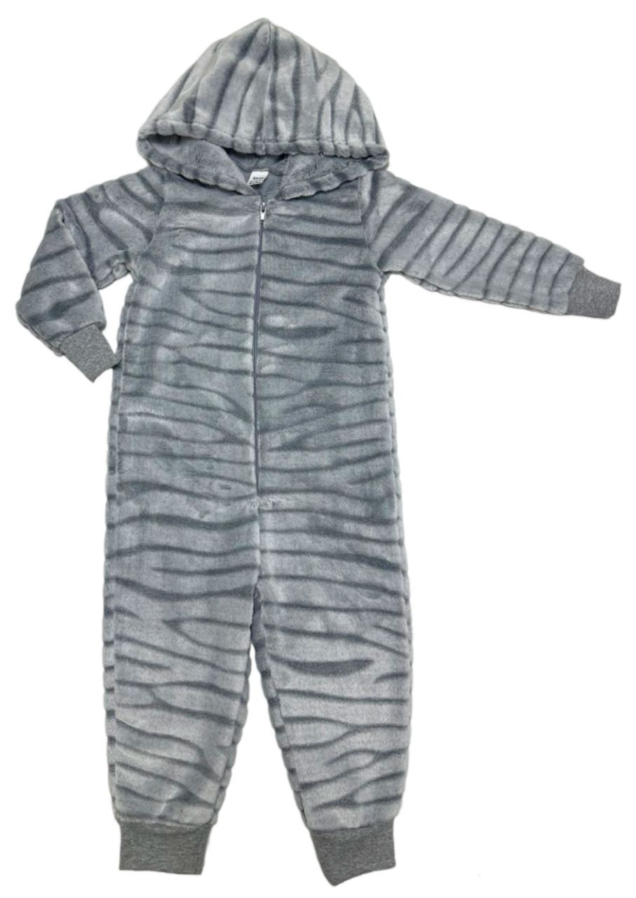Детские трикотажные пижамы для мальчика. Кигуруми цветной вельсофт светло-серого цвета. ТМ «Пташка Украина»