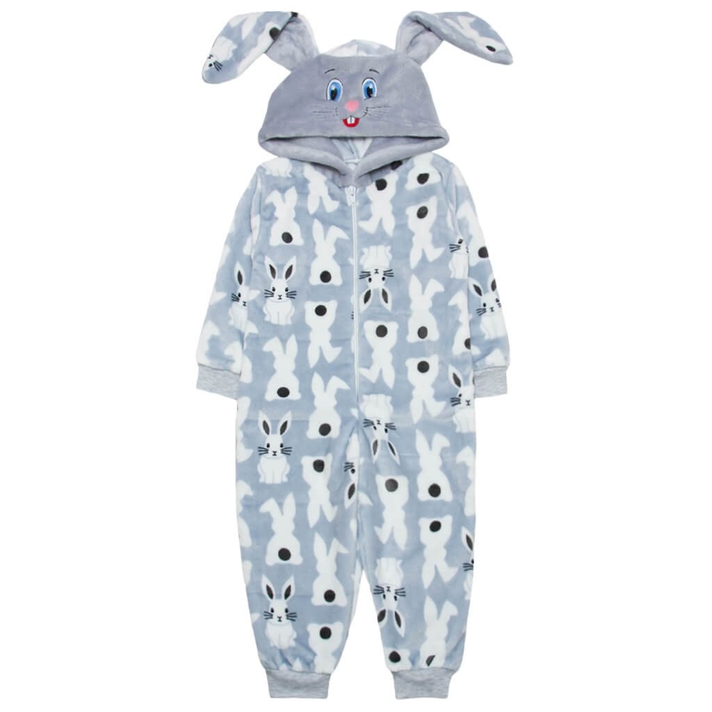 Детские трикотажные пижамы для мальчика. Кигуруми детское светло-серый зайчик. ТМ «Пташка Украина»