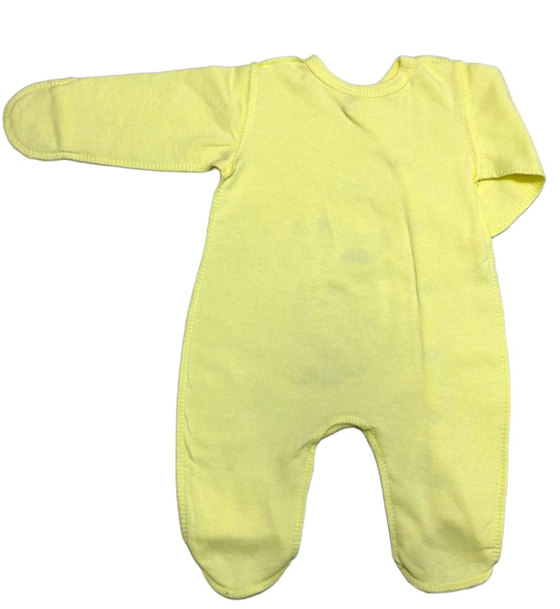Ясельний трикотажний комбінезон для новорожденного. Комбинезон «ФУНТИК» однотонный начес жёлтого цвета. ТМ «Пташка Украина»