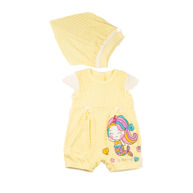Ясельне боді для новонародженого. Пісочник для дівчинки рибана жовтого кольору, ТМ «Пташка Украина»