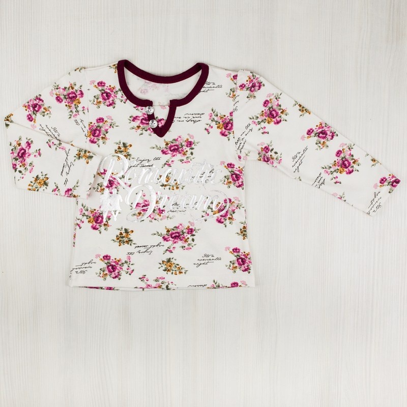 Блуза «ГОЛДИ» фулликра, Молочний в квіточку, 26, 2 года, 92см