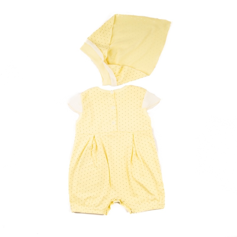 Ясельне боді для новонародженого. Пісочник для дівчинки рибана жовтого кольору, ТМ «Пташка Украина»