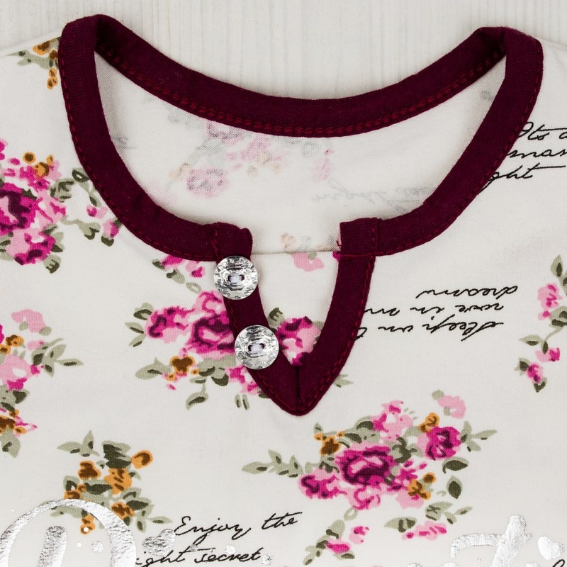 Блуза «Голді» фулікра, Молочний в квіточку, 26, 2 роки, 92см