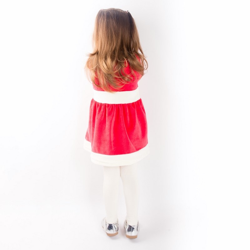 Дитячі трикотажні сукні для дівчинку. Сукня «БАНТ» велюр червоного кольору. ТМ «Пташка Украина»