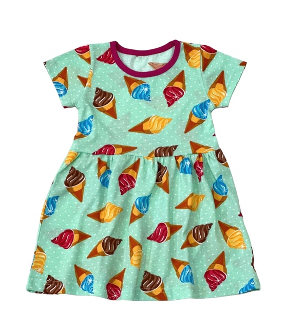 Платье для девочки кулир бирюзового цвета, Бирюзовый, 30, 5-6 лет, 104см