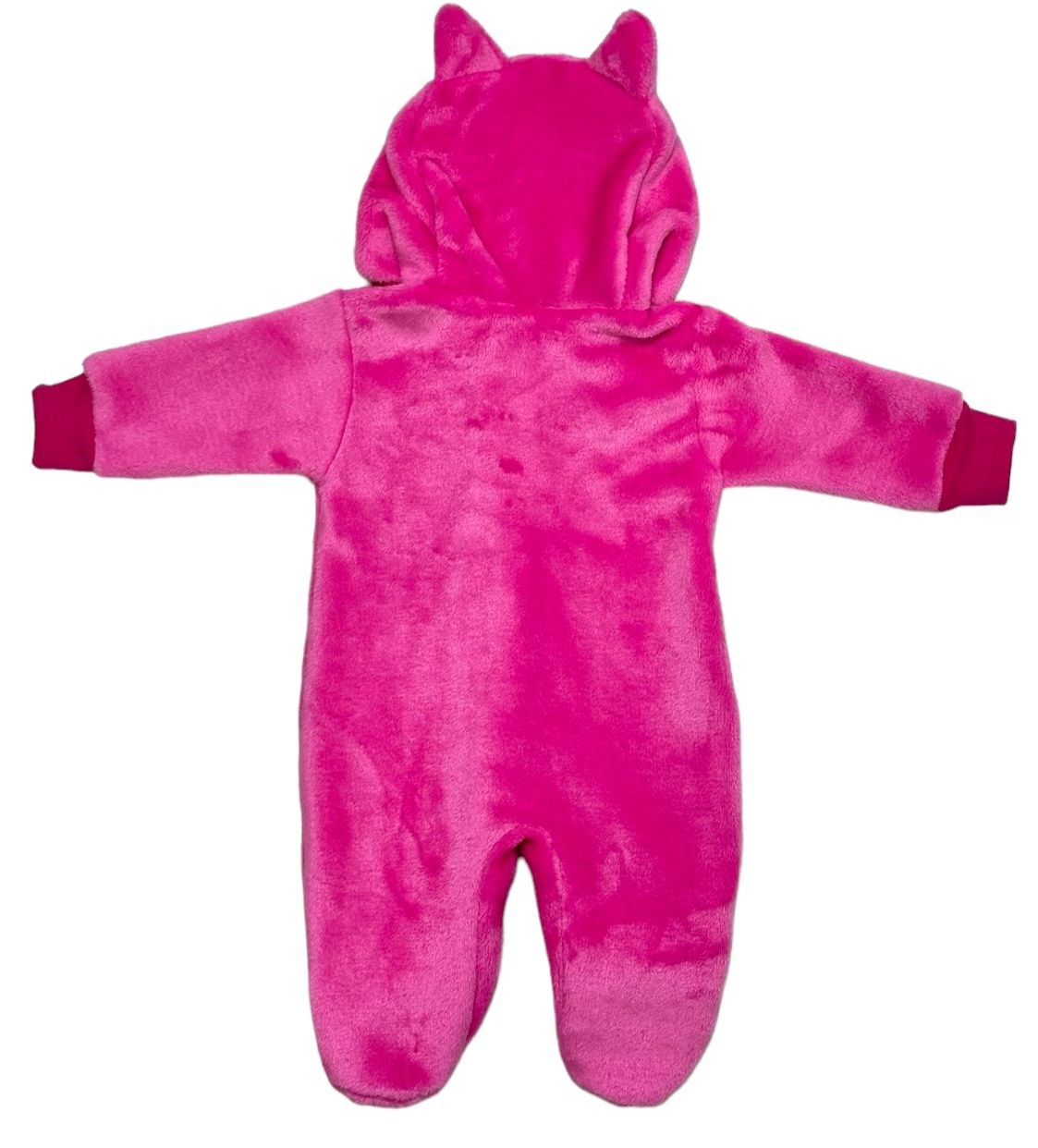 Трикотажний комбинезон для новонародженого. Комбінезон з вишивкою рожевого кольору однотонна рвана махра. ТМ «Пташка Украина»