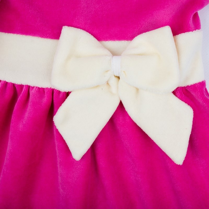 Детские трикотажные платья на девочку. Платье «БАНТ» велюр розового цвета. ТМ «Пташка Украина»