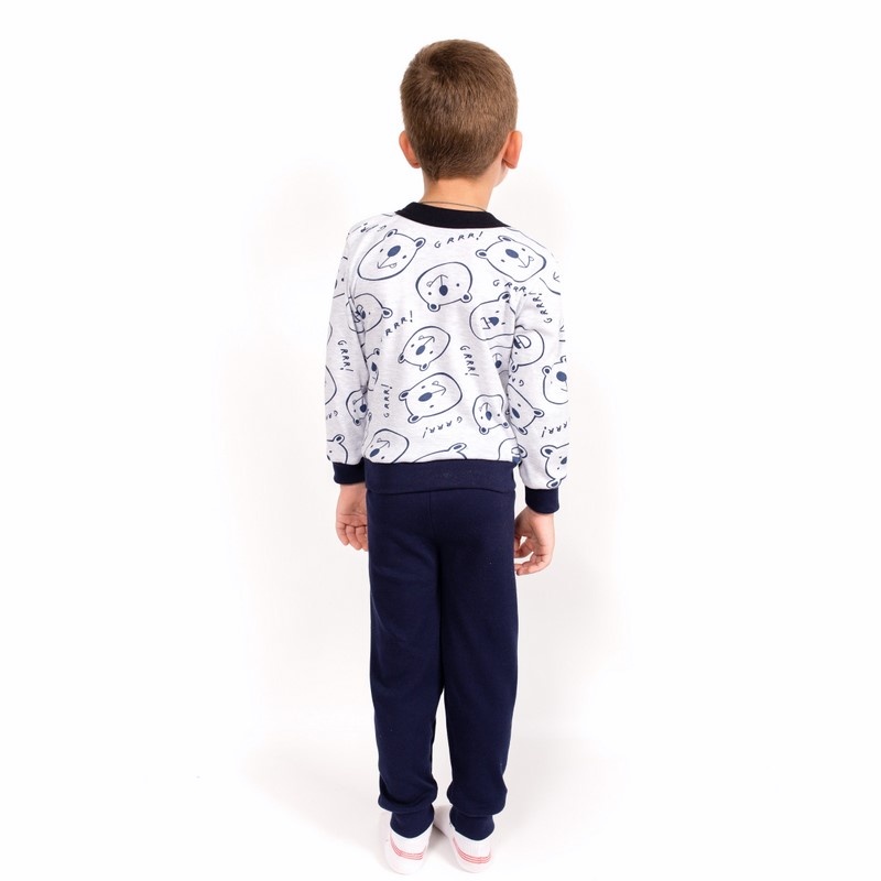 Детские трикотажные пижамы для мальчика. Пижама на прикладе комбинированный интерлок темно-синего цвета. ТМ «Пташка Украина»