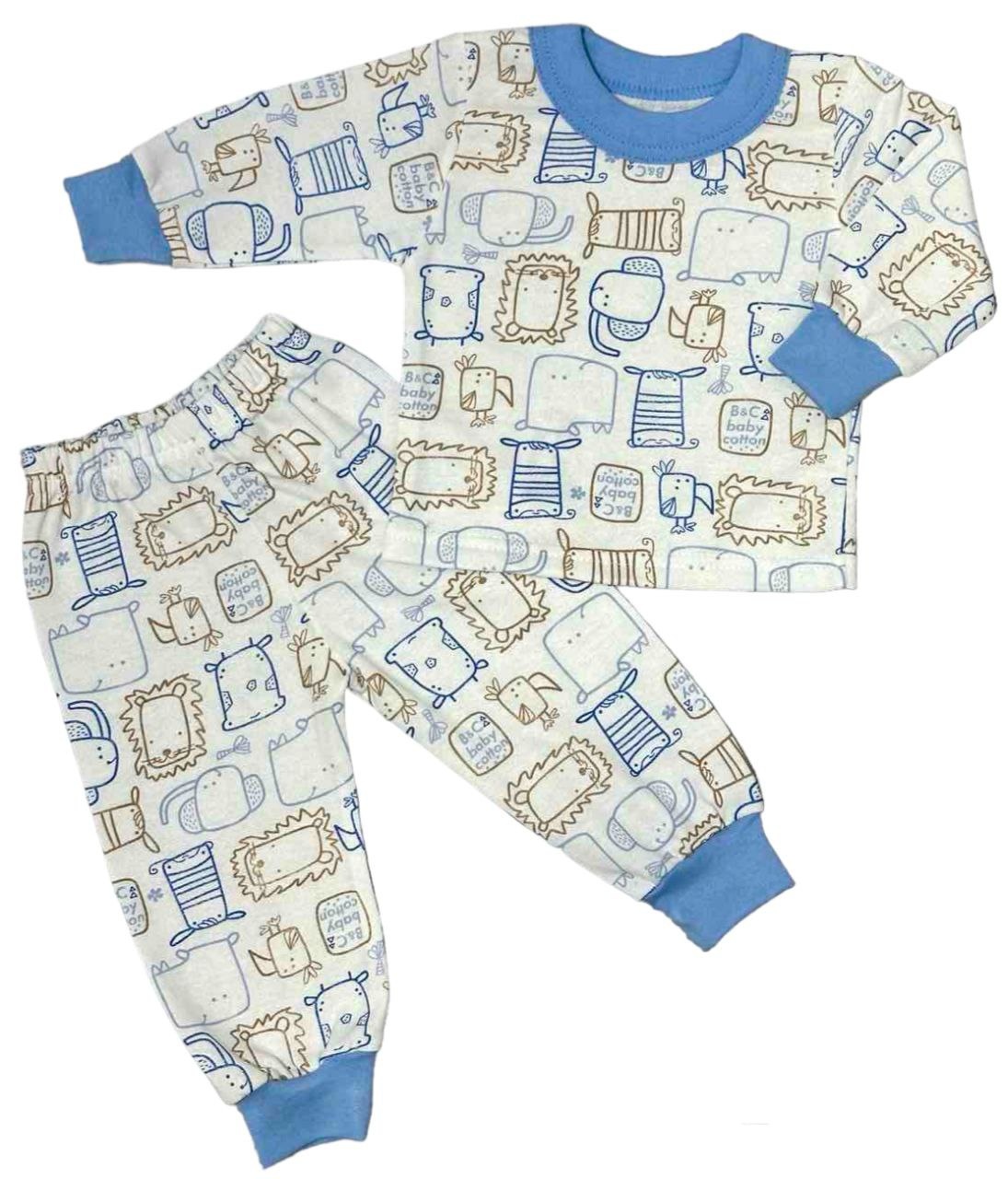 Детские трикотажные пижамы для мальчика. Пижама на манжете начёс синего цвета. ТМ «Пташка Украина»