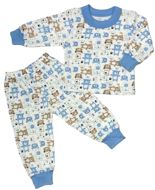 Детские трикотажные пижамы для мальчика. Пижама на манжете начёс синего цвета. ТМ «Пташка Украина»