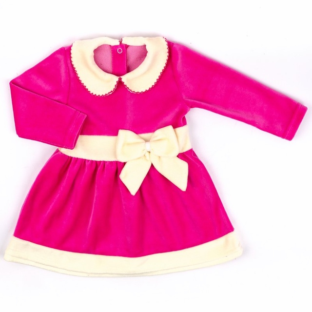 Дитячі трикотажні сукні для дівчинку. Сукня «БАНТ» велюр рожевого кольору. ТМ «Пташка Украина»