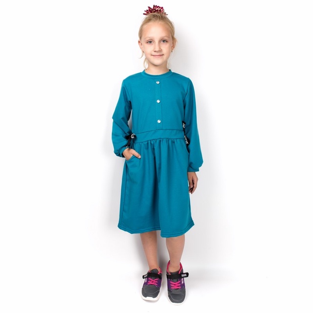 Детские трикотажные платья на девочку. Трикотажное платье на девочку «ЭЛЛА» изумрудного цвета. ТМ «Пташка Украина»