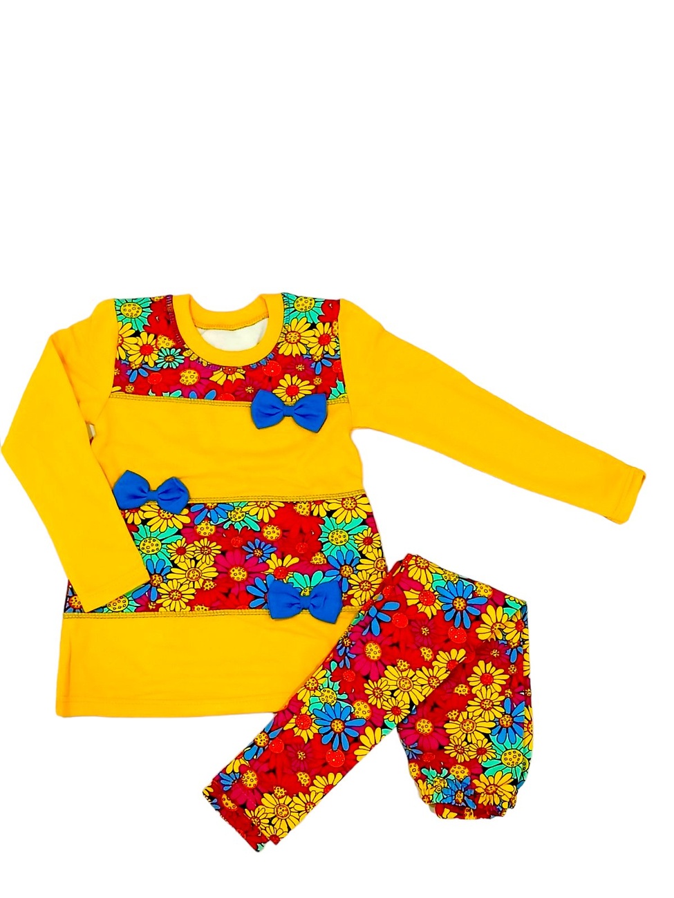Дитячі трикотажні костюми на дівчинку. Костюм «ВЕРОНІКА» стрейч футер жовтого кольору. ТМ «Пташка Украина»