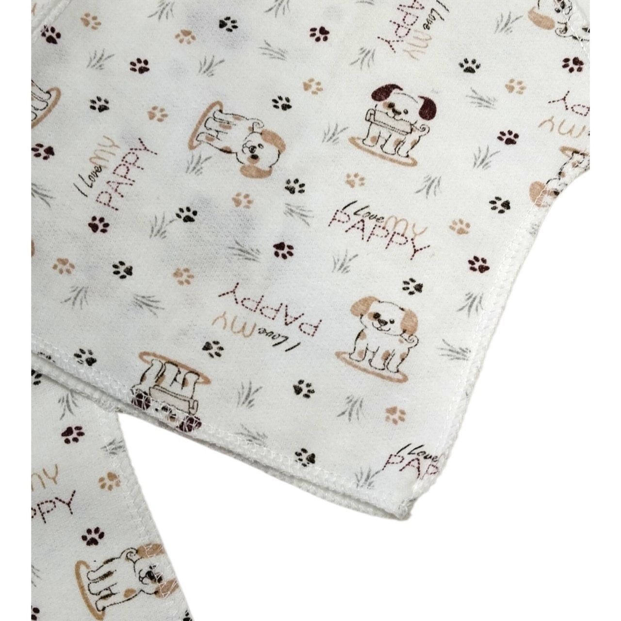 Комплект "МАЛЫШ-2" из шапочкой цветной начёс молочного цвета с изображением зверей, Молочный, 0-1 месяц, 56см