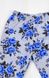 Лосины цветные двухнитка с голубыми розами, Голубой, 34, 8-9 лет, 128-134см