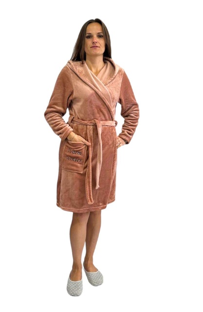 Халат жіночий махра коричневого кольору, Коричневий, 48