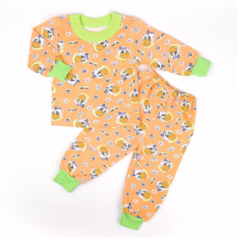 Детские трикотажные пижамы для мальчика. Пижама на манжете начёс желтого цвета. ТМ «Пташка Украина»