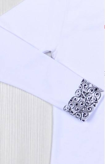 Блуза «БЛАНКА» с узором галстука интерлок, Белый, 34, 8-9 лет, 128-134см