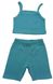 Комплект для дівчинки топ із тресами рубчик бірюзоврого кольору, Бірюзовий, 6-7 років, 122см