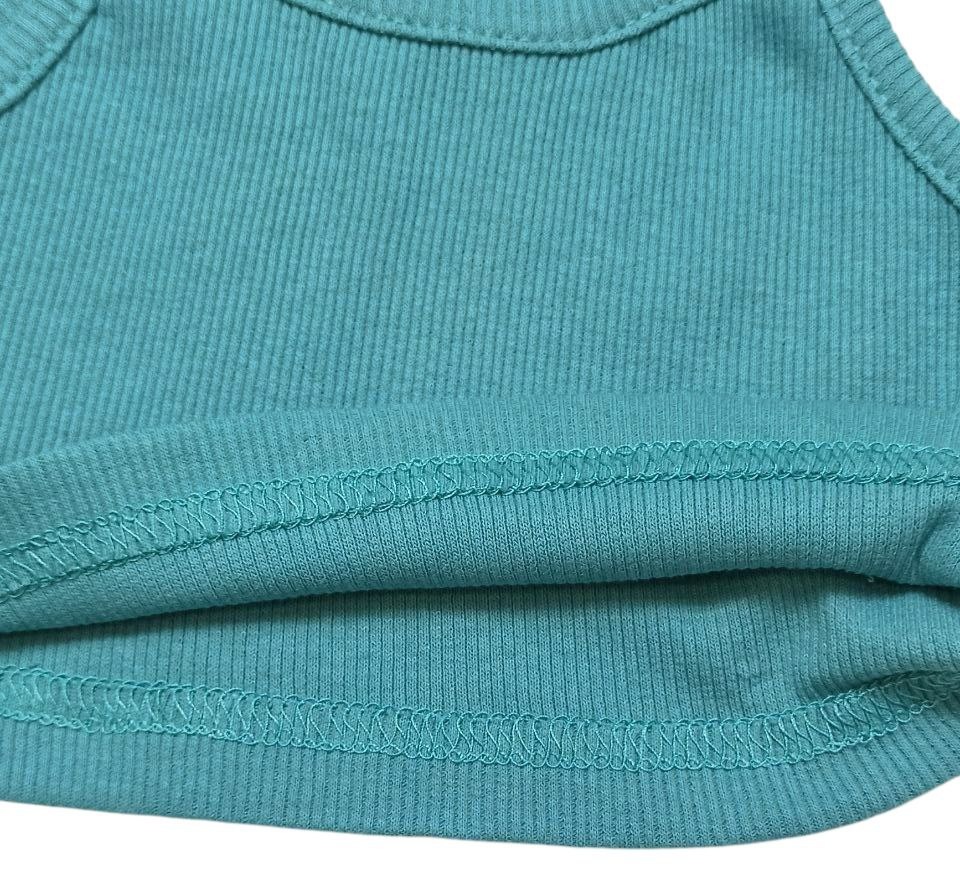 Комплект для дівчинки топ із тресами рубчик бірюзоврого кольору, Бірюзовий, 6-7 років, 122см
