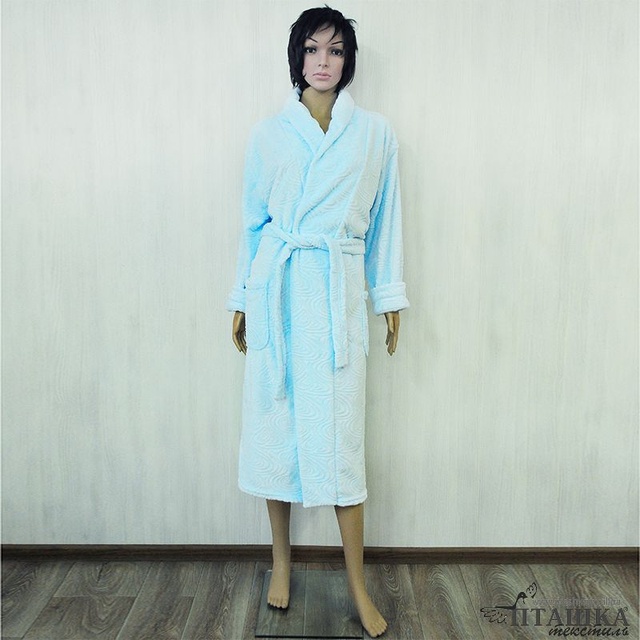 Жіночі теплі махрові халати. Халат «ПЕРЛИНА» рвана махра блакитного кольору. ТМ «Пташка Украина»